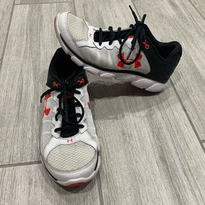 Under Armour Micro G white and red tennis shoes